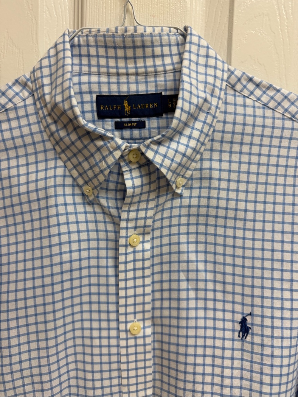Ralph Lauren Light Blue and White Checked Button-Down Shirt